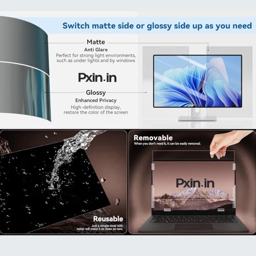 Image of PxIn 34Cm (16:9) Laptop Eye Comfort Shield with Adv Privacy | Anti-Glare | No UV | Anti Blue | Touch Sensitive Laptop Privacy Filter
