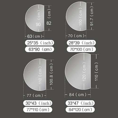 Miniatura 6 de TISSY Espejo de baño de media luna de 30 x 43 pulgadas, espejo de tocador LED grande sin marco para decoración del hogar, espejo retroiluminado de
