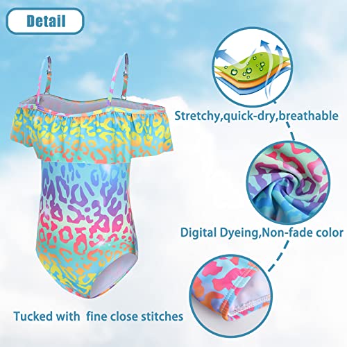 Image of Girls One Piece Swimsuits Off Shoulder Bathing Suit for Kids Hawaiian Swimwear 3-16 Years