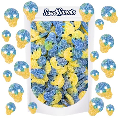 Swedish Sour Skulls, Dulces Ácidos Azul y Amarillo 227g miniatura 1