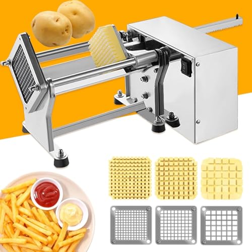 Electric French Fry Cutter, Automatic Professional Potato Stainless Steel Cutter With 6mm 9mm 13mm Blade French Fries Cutter For Restaurants & Home Kitchen, For Potatoes, Carrots, Vegetable