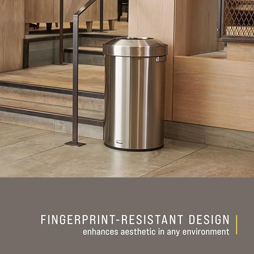 Image of Rubbermaid Commercial Products Refine Decorative Container, 23 Gallon, Round Stainless Steel Trash Can, Indoor for Hotel Lobbies /Conference Rooms /Airports