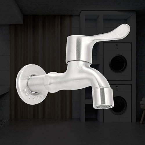 Miniatura 5 de Fdit Práctico hogar G1/2in acero inoxidable grifo de agua lavadora lavabo lavabo solo grifo frío grifo de agua baño