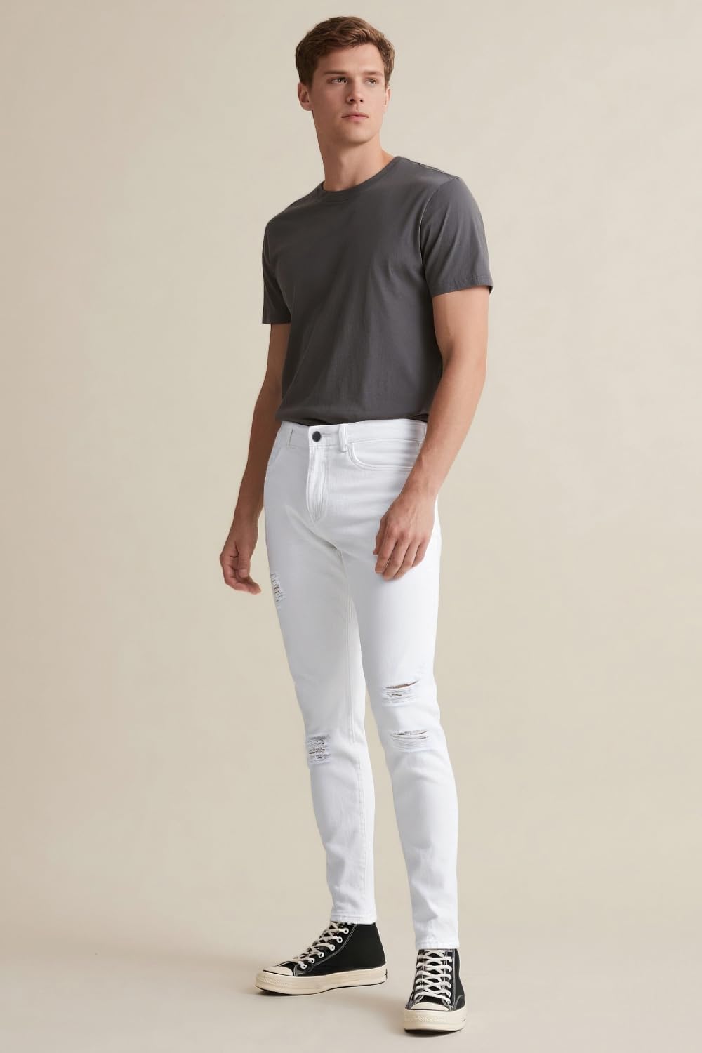 GINGTTO Pantaloni Jeans Uomo Elasticizzati Skinny Strappati Pantalones Denim Slim Fit Stretch Taper Jean