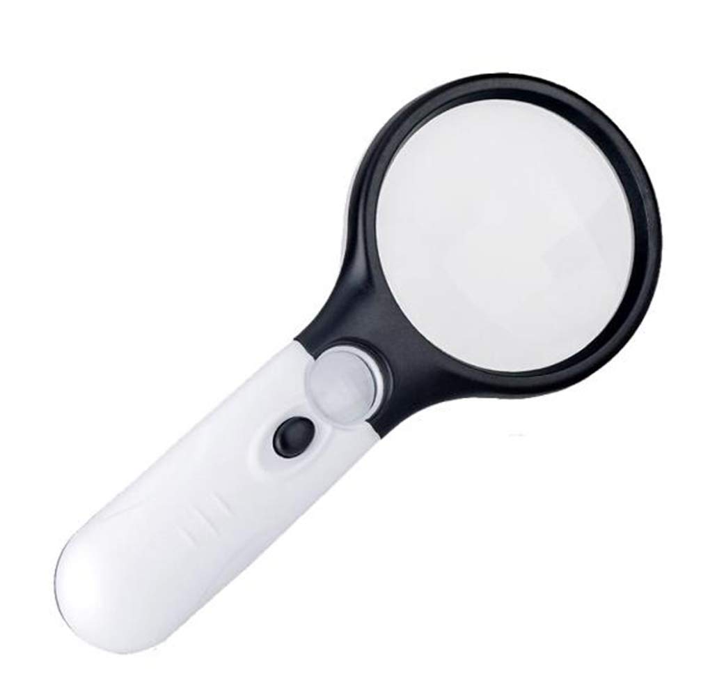 3-LED-Licht, 10-20-fache Vergrößerung, Handlupe mit Beleuchtung, Schmucklupe, ideal für Schmuck, Bastelarbeiten, Hobby und Nähen.