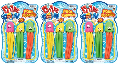 JA-RU 3 Packs of 3 Diving Buddies Dive Game Diving Toys Fun 887-3A