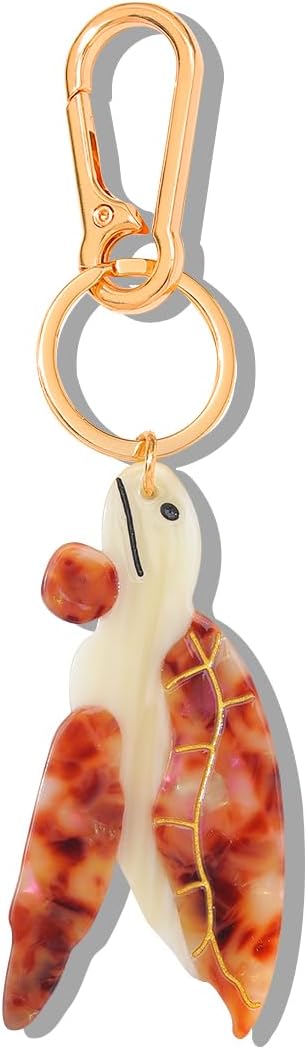 Seahorse Bag Charm & Keychain - Acetate Seahorse with Gold-Tone Metal Ring & Lobster Clasp