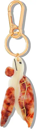 Seahorse Bag Charm & Keychain - Acetate Seahorse with Gold-Tone Metal Ring & Lobster Clasp