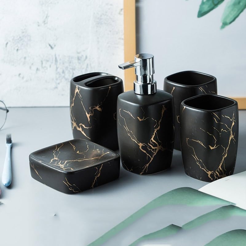 セラミックバスアメニティセット バスルーム用品 バスルーム マウスウォッシュカップ 歯ブラシカップカバー