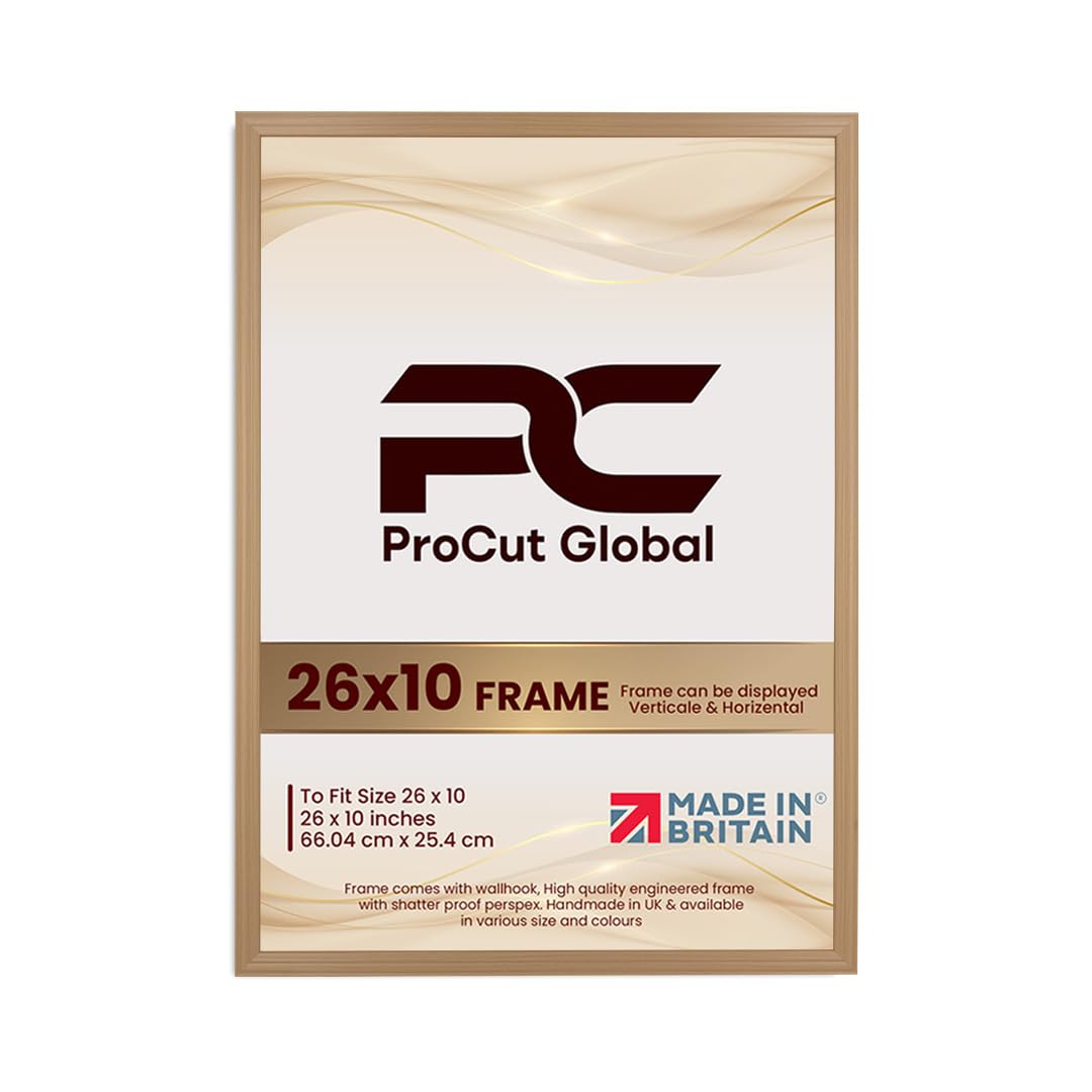 Procut Global 26x10 Country Pine Picture Frames - Classic Wooden Photo Frame with Shatterproof Perspex for Wall or Tabletop - Perfect for Posters, Certificates & Prints - Sizes & Colors Available
