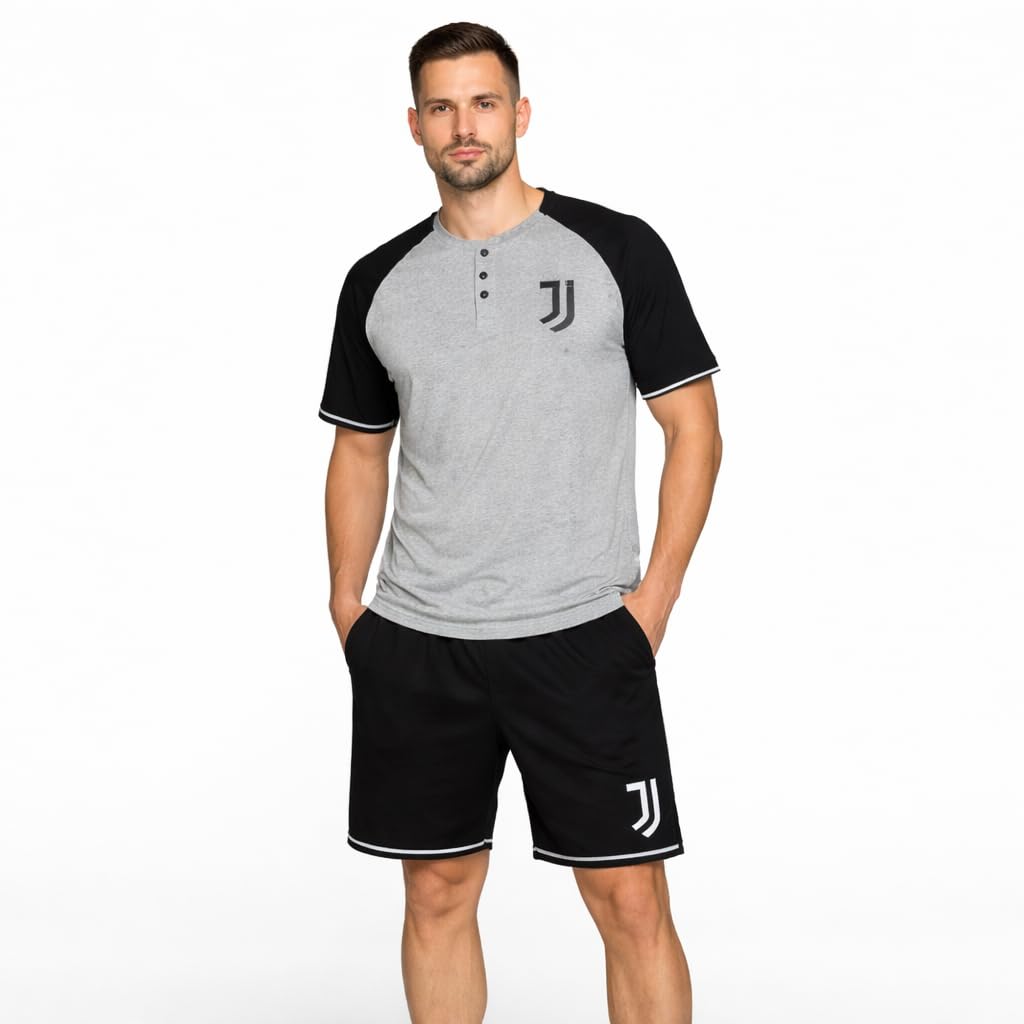 Pigiama Juve Maglietta e Pantaloncini Abbigliamento Tifosi Juventus FC Pigiama Bianco Nero Tifosi Juventini PS 30060