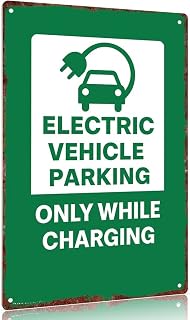 Vintage metal sign Electric Vehicle Charging Station Sign Aluminum 12x8inch Decorative Wall Art Parking Only