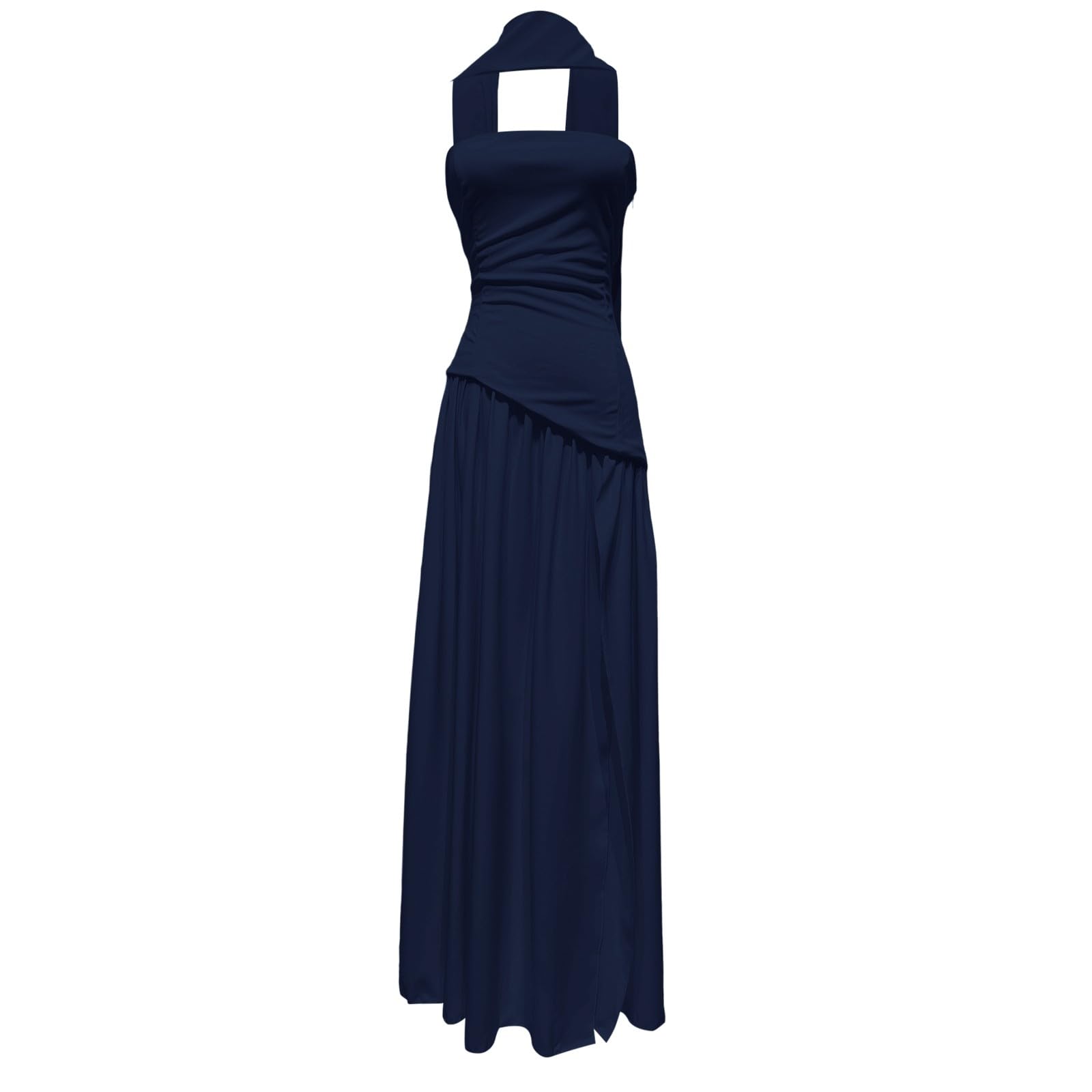 Generisch Vestido informal elegante sin tirantes para mujer, vestido midi para bodas, fiestas, cócteles, noche, ocasiones formales, primavera, verano, color puro