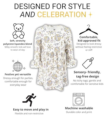 Image of Girls Long Sleeve Ruffled Dresses for Toddlers and Kids