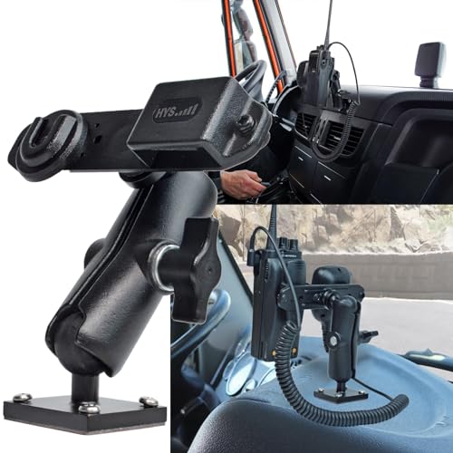 Image of HYS Duty Drill Base Tablet Holder Mount for Truck & Vehicle, Drill Base Tablet Holder with Aluminum Arm for All HT'S Radio with Belt Clip Motorola SL300, APX6000, APX8000, & Cb Radio Mic Hang Up