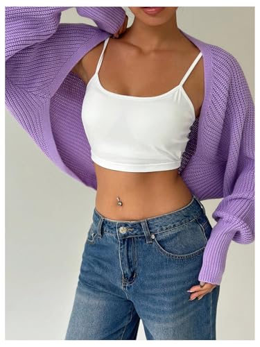 Image of GORGLITTER Women's Open Front Cropped Cardigan Bolero Sweater Lightweight Long Sleeve Shrug Knit Top