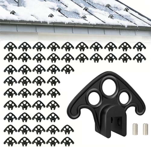 52 Pack Snow Guards for Metal Roofs, Ice & Snow Guard Blocks for Standing Seam Roofs Under 1/2 Inch Width, Includes Set Screws, Plastic Snow Stops Prevent Ice Dams & Damage