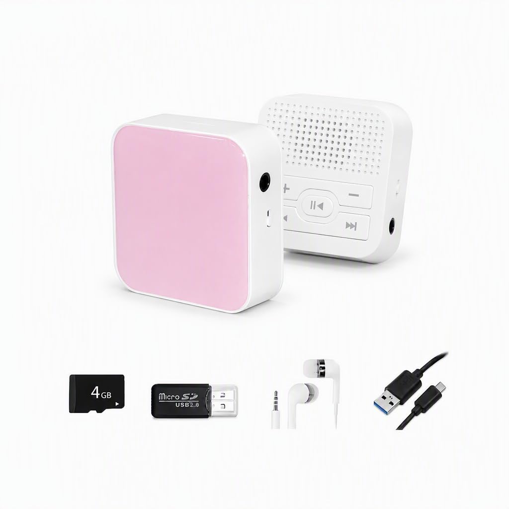 MP3 Player: Portable, Screen-Free, with Wired Headphones & Speaker Play. with 4GB Memory Card (Stores 500+ Songs), HD Resin Panel, Ideal Student Gift. (Sweet Pink)-image-27