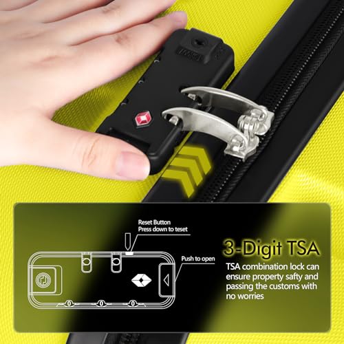 Image of AnyZip Hard Shell Suitcase Rolling Suitcase Travel Suitcase Lightweight PC + ABS Expandable Travel Suitcase Rolling Suitcase with TSA Lock and 4 Wheels, yellow, 20 inch Carry-On, Fashionable