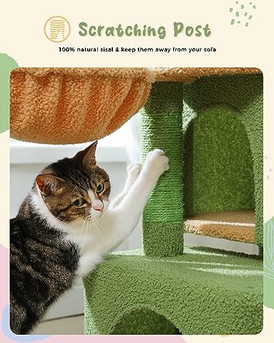 Árbol para gatos PEQULTI 43'' con 2 condos verdes miniatura 6