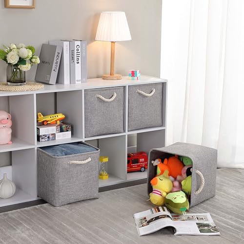 Mangata Stoff Aufbewahrungsbox 25x25x25 cm Faltbar Grau 4er Pack – Ansicht 4
