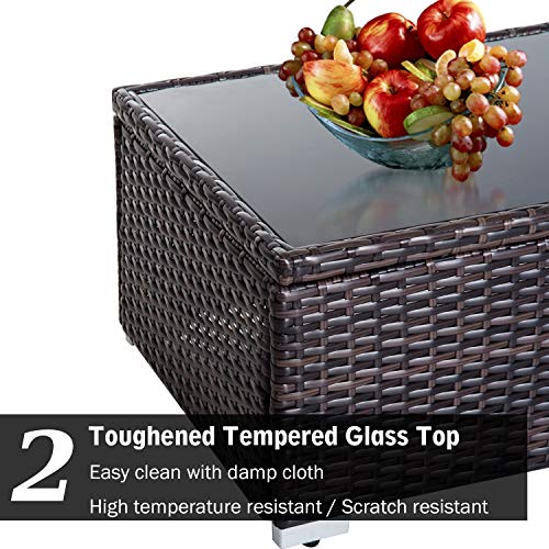 Nishore Conjunto de móveis seccionais de vime em PE para pátio externo, 5 peças