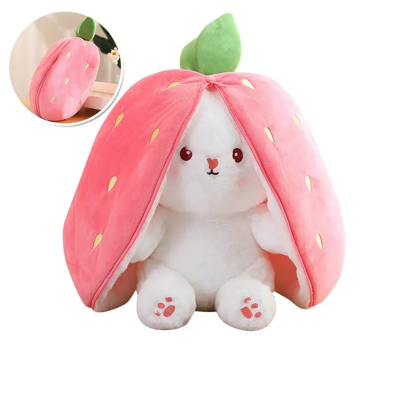 Image of AVSHUB Soft Toy for Girl and Kids Reversible Bunni Rabbit Doll Cute Stuffed and Spongy Furry Soft Birthday Gift for Babies, Girls Home Decor Toys (Size 25cm) (Pink & White) H