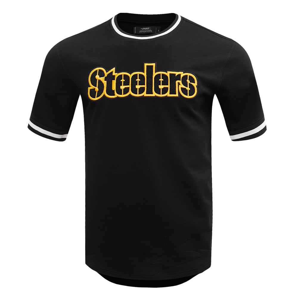 Pro Standard Mens NFL Pittsburgh Steelers Classic Chenille Short Sleeve Tee Black 2XL