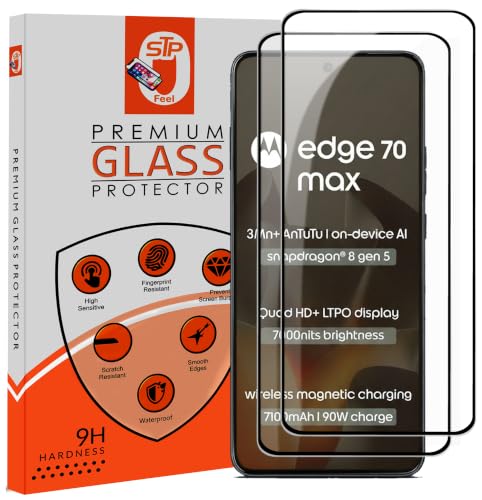 Image of STP FEEL Premium HD+ Tempered Glass Screen Protector Guard Compatible For Motorola Edge 70 Max 5G (6.82 Inch, Pack of 2) | Edge to Edge Coverage With Easy to installation kit for Smartphone