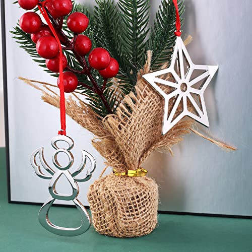 Set Of 6 Christmas Hanging Ornaments,Silver Christmas Ornament For Xmas Tree Decor, Christmas Tree Ornament-Snowflake Reindeer Snowman Christmas Tree Ornament Gift (6, Mixed Set) #TOP4