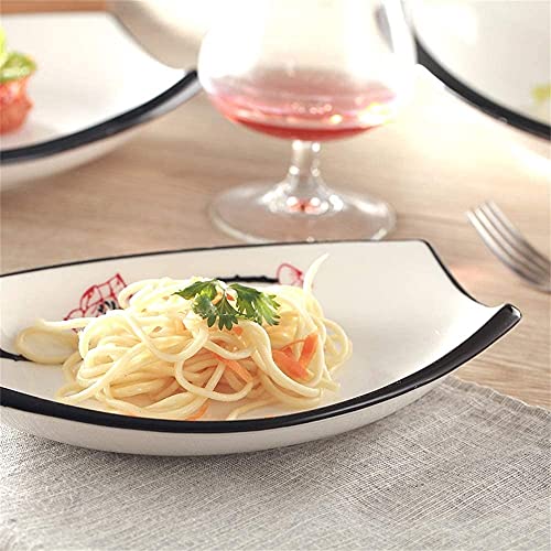 ERoomQ Pasta Bowls Personality Shaped Dish Fish Dish Rectangular Plate,