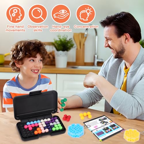 IQ Puzzle, IQ Spiele mit 200 Herausforderungen, 2D 3D Smart Games ab 6, Logikspiele ab 6 Jahre mit 2 Stück 3D Labyrinth-Spielzeug, IQ Puzzler für Kinder und Erwachsene