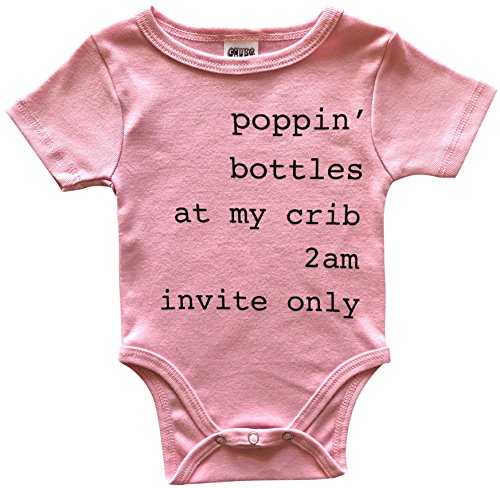 CHUBS Poppin Bottles, Funny Baby Bodysuit, Unique Baby Girl Gift, Baby Gifts for Dad (9-12M, Pink)