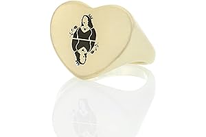 14k Gold Queen of Hearts Casino Ring - Royals Engraved Ring