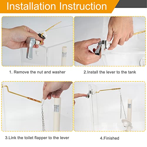 image for Hibbent Universal Metal Side Mount Toilet Handle Replacement Kit, Bras