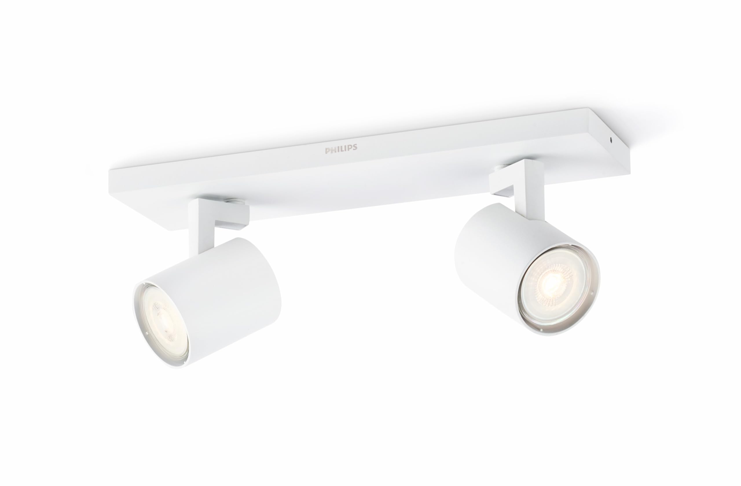Philips myLiving Runner 2-er LED Spots (6 W), dimmbare Deckenspots mit warmweißem Licht und zwei schwenkbaren Spotköpfen, energiesparende Raumbeleuchtung, weiß