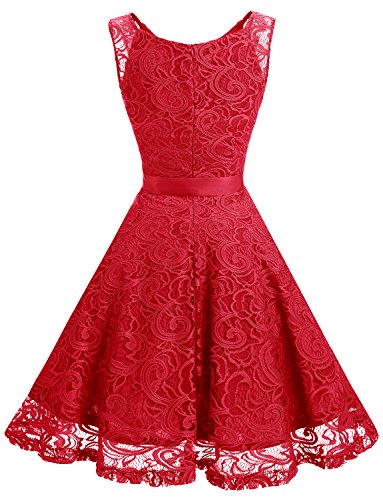 Image of Dressystar Women's Floral Lace V Neck Short Bridesmaid Cocktail Party Dress