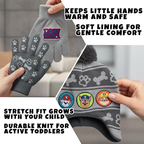 Image of Nickelodeon Boys Paw Patrol Winter Hat, 2 Pair Gloves or Mittens (Toddler /Little Boys)