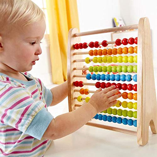 Wondertoys Wooden Abacus Educational Counting Toy 100 Beads Math Tool Toddler Gifts for 1 2 3 Year Old Boys and Girls