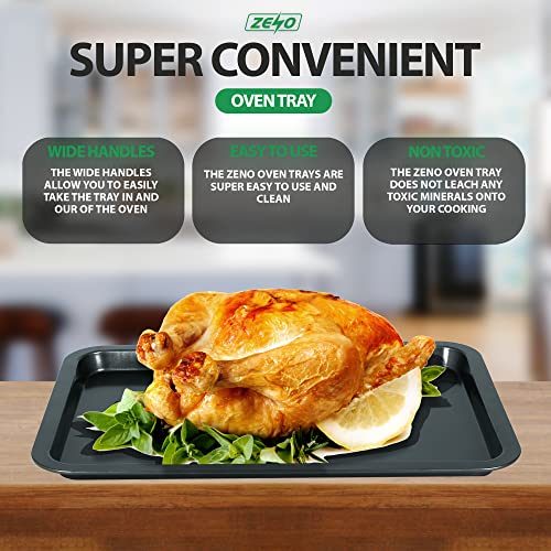 ZENO Baking Trays for Oven Non Stick - 3 Set | Baking Trays for Oven | Cooking Tray for Ovens | Durable Carbon Steel Pan | Non-Stick Coating | Cooking and Roasting | Dishwasher Safe - Image 3