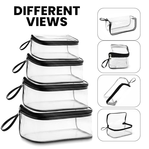 Image of Storite Set of 4 Transparent Cosmetic & Toiletry Travel Organizer Set | Clear PVC Design For Quick Visibility And Easy Access To Cosmetics Toiletries Shaving Kits Makeup And Accessories
