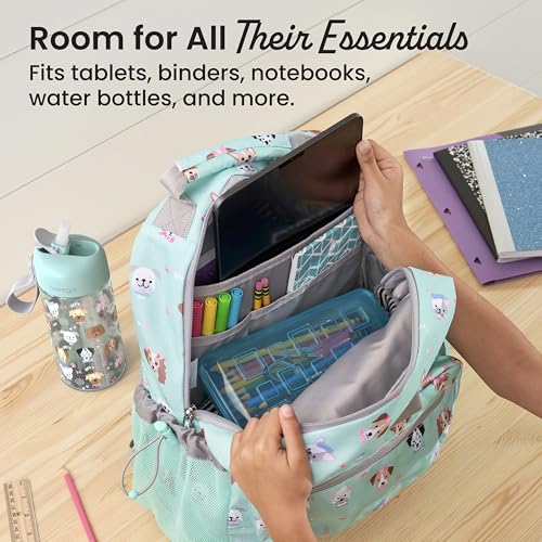 Image of Bentgo Kids Backpack - Lightweight 14 inch Backpack in Fun Prints for School, Travel, & Daycare, Ideal for Ages 4+, Roomy Interior, Durable & Water-Resistant Fabric, & Loop for Lunch Bag (Puppy Love)