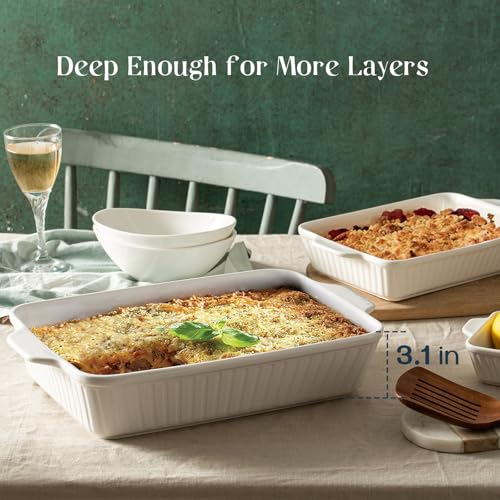 Dowan Casserole Dishes For Oven, Baking Dishes Set, Ceramic Bakeware Sets Of 3, Lasagna Pan Deep, Rectangular Baking Pan Set With Handles For Baking thumb #3