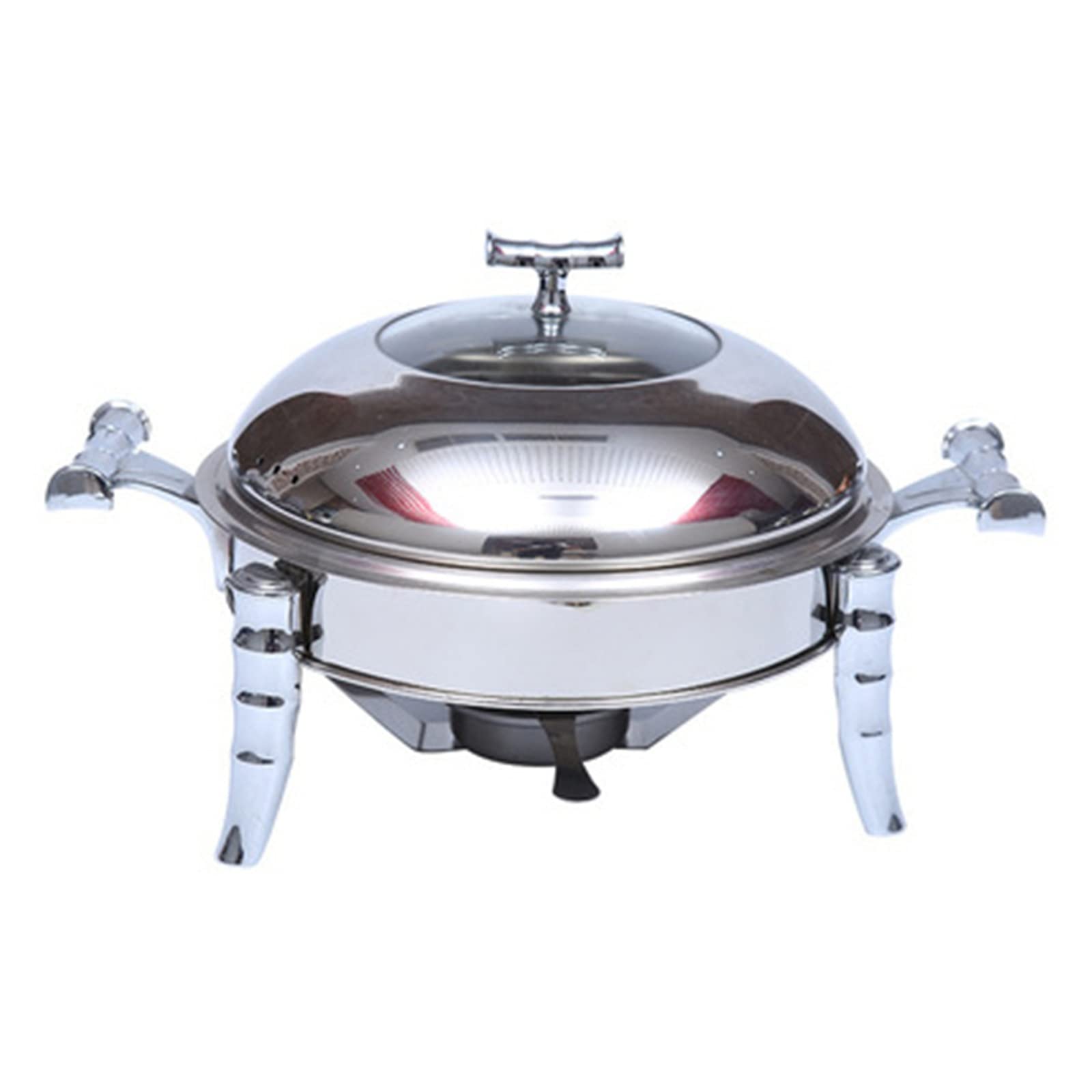 Scaldavivande Scaldavivande Rotondo Scaldavivande Chafer Scaldavivande in Acciaio Inossidabile Buffet con Coperchio e Supporto per Coperchio Comodo e Pratico (Color : Silver, Size : 24cm) 24cm