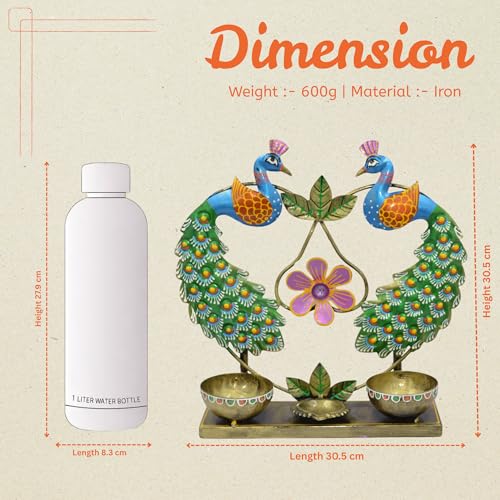 Image of CraftVatika Metal Peacock Tealight Candle Holder for Home Decor Living Room, Diya Stand Holders,Gift Item for Home Office Festival Diwali Christmas, House Warming Ceremony, Corporate for Employees