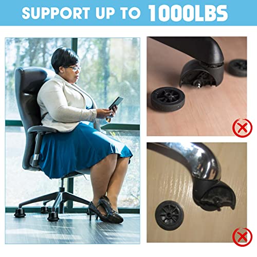 Bell Glides Replacement Office Chair Swivel Caster Wheels To Fixed Stationary Castors,With Separate Self Adhesive Felt Pads For Carpet & Wood Floors,Desk Chair Feet Wheel Stopper, Black 5 Pcs #TOP3