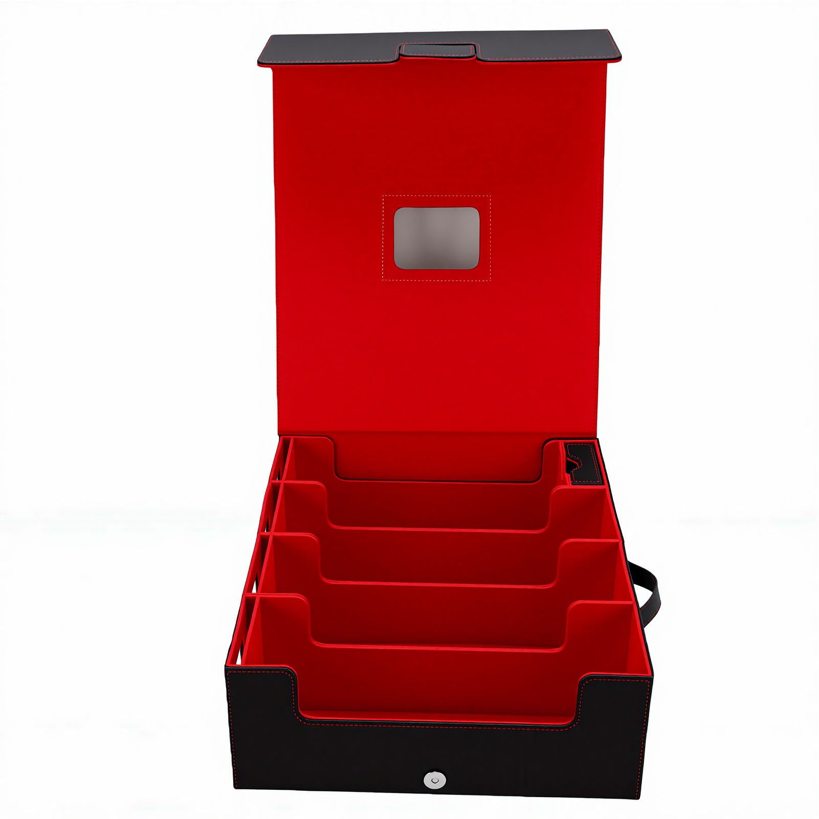 Caja de Almacenamiento para Tarjetas Coleccionables, Soporte para Baraja de 4 Filas de Cuero PU, Capacidad sin Mangas 3200 Plus, Cierre Magnético, Forro de Franela, para Jugadores Commander y