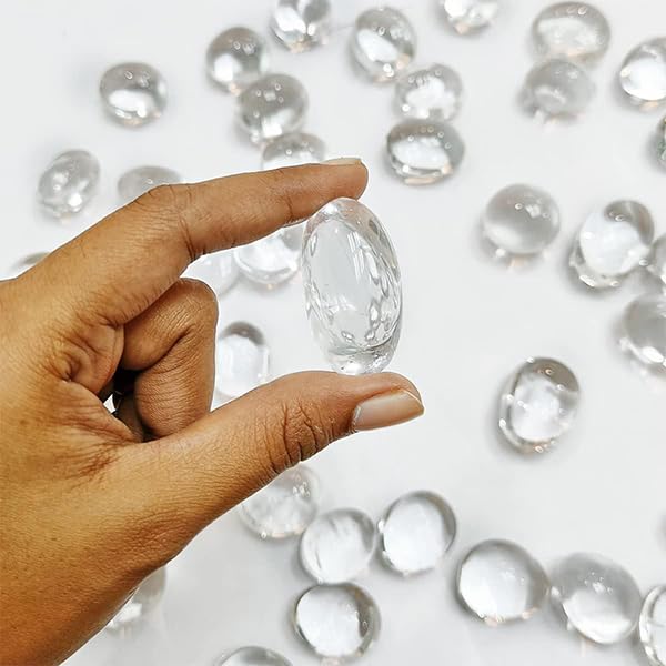 Image of Clear-Quartz Tumble Stone | 50 gm Tumbled Gemstones | Reiki Healing Stones | Home Decor Pebbles | Aquarium Gravel | Garden & Table Decor