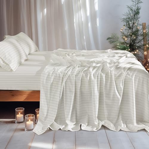 Image of LBRO2M 100% French Pure Linen Sheet Set 4Pcs, 16 inch Deep Pocket King Size