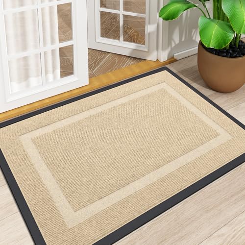 Homaxy Door Mat, Rubber Backed Non Slip Door Matts Indoor, Dirt Trapper Absorbent Mats, Washable Front Doormat Outdoor